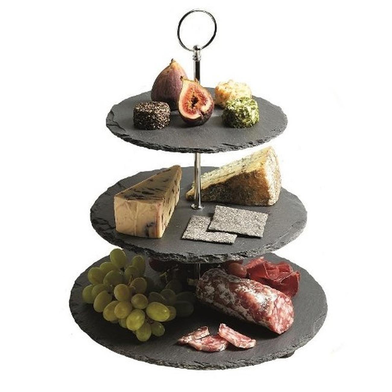 artesa-appetiser-3-tier-slate-cake-stand - Artesa Appetiser 3 Tier Slate Serving Stand