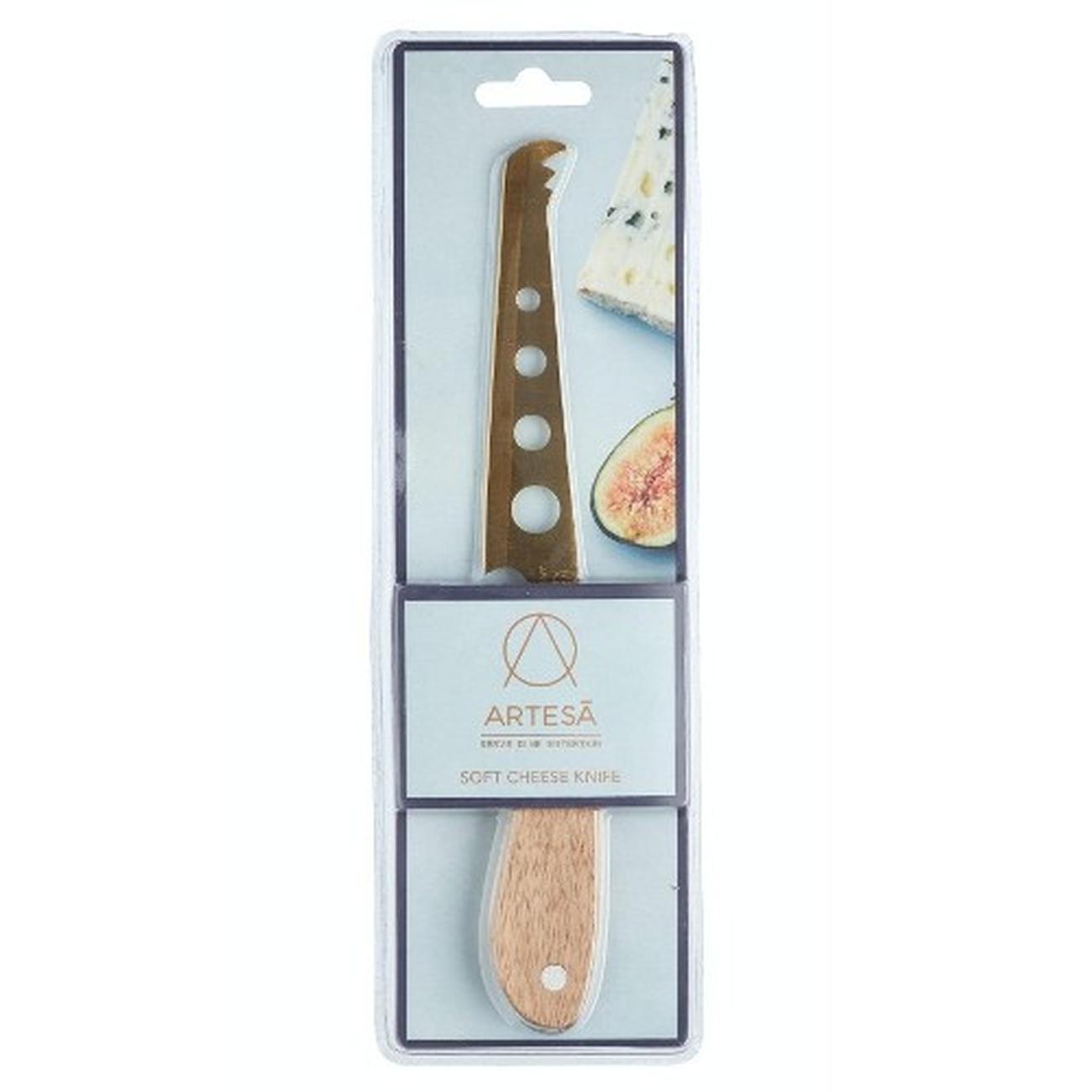 Artesà Acacia Soft Cheese Knife Brass Finish