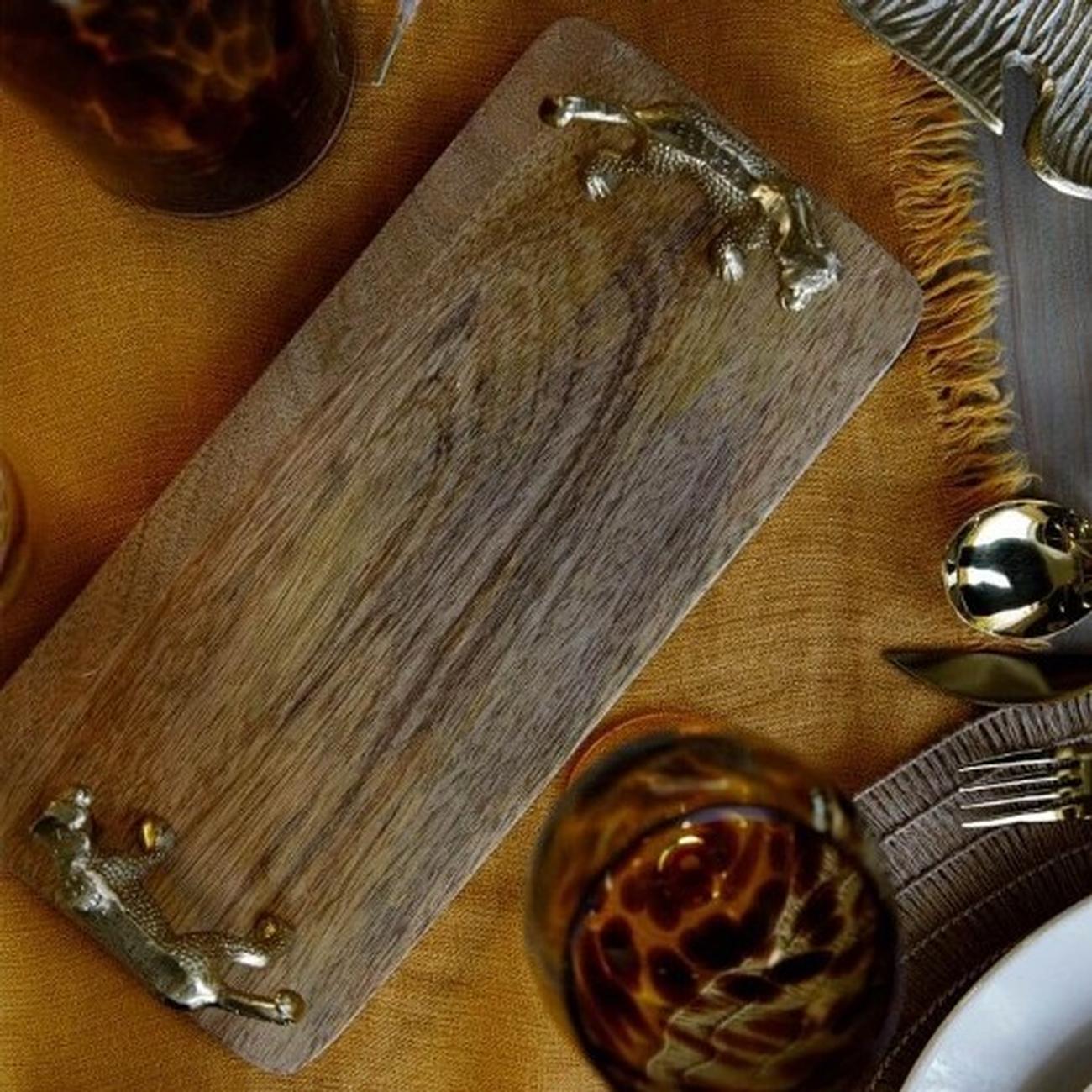 artesa-rectangular-serving-board-gold-leopard-handles - Artesa Rectangular Serving Platter with Leopard Handles