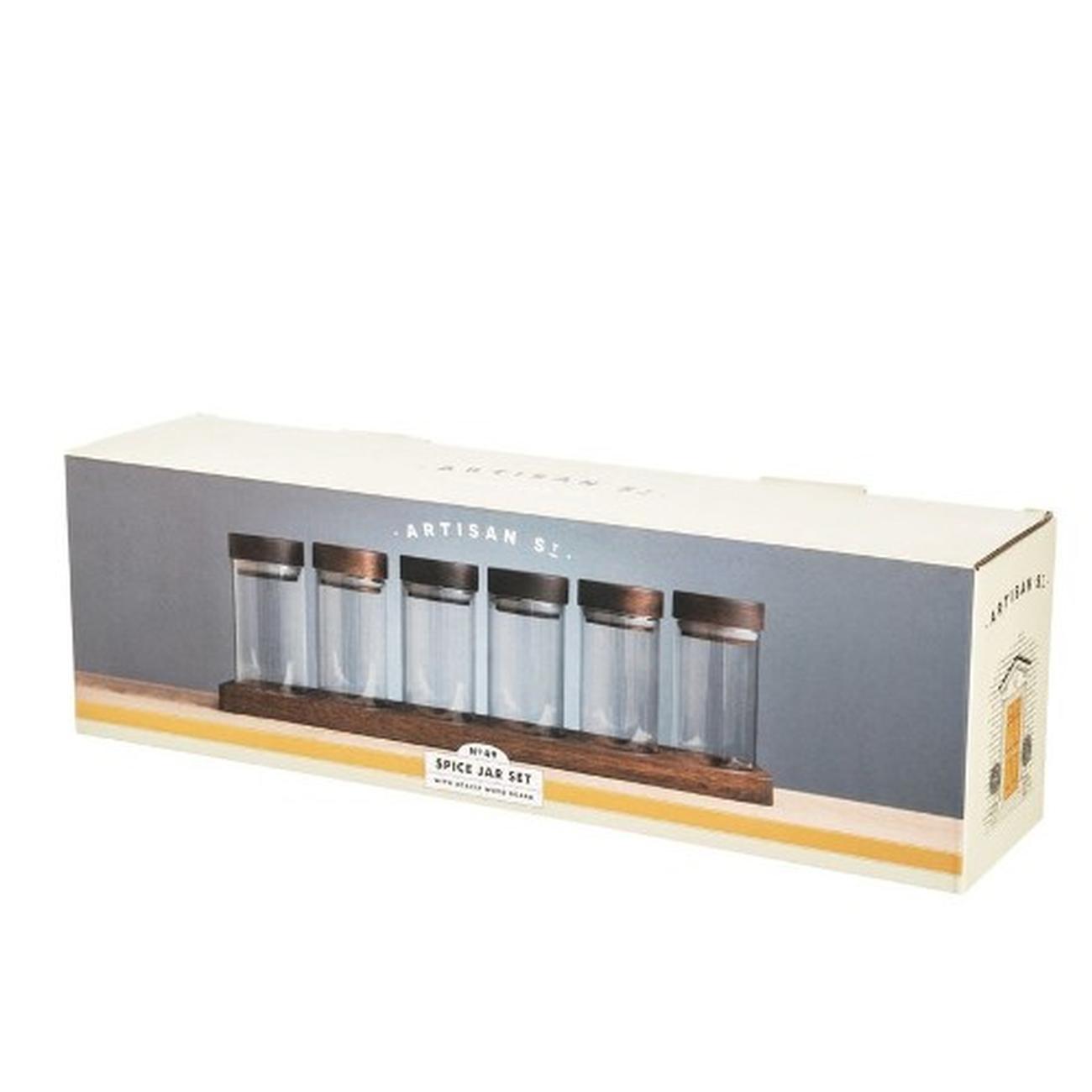 artisan-street-set-of-6-spice-jars-with-board - Artisan Street 6 Spice Jars & Board