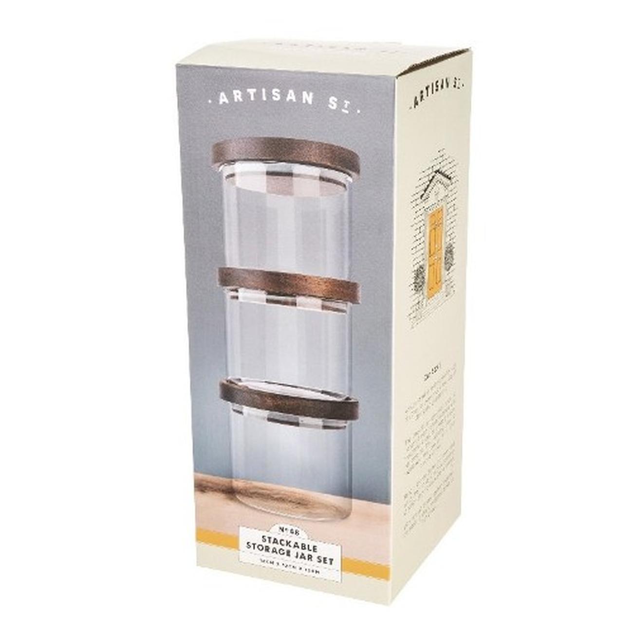artisan-street-3pc-set-stacking-glass-containers - Artisan Street Stacking Storage Jars Set of 3