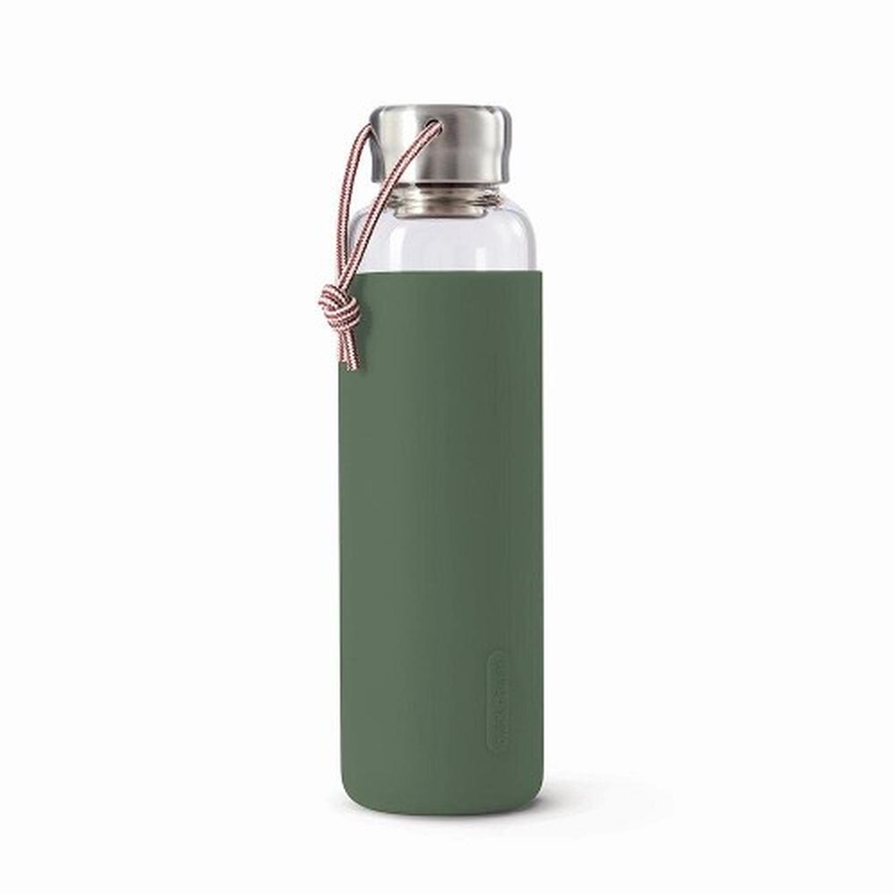 black-and-blum-glass-water-bottle-olive - Black & Blum Glass Water Bottle Olive