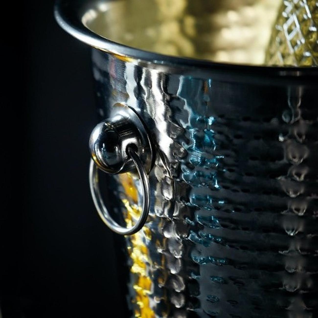 barcraft-hammered-steel-champagne-bucket-wine-cooler - BarCraft Hammered Champagne & Wine Bucket