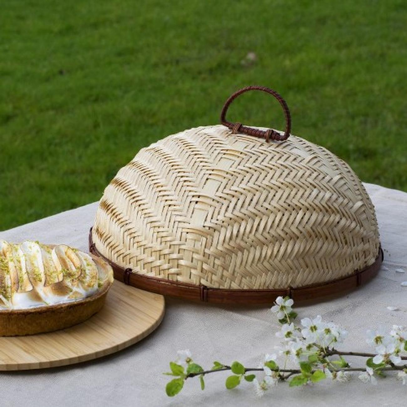 pebbly-natural-bamboo-food-cloche-30cm - Pebbly Bamboo Food Cover 30cm
