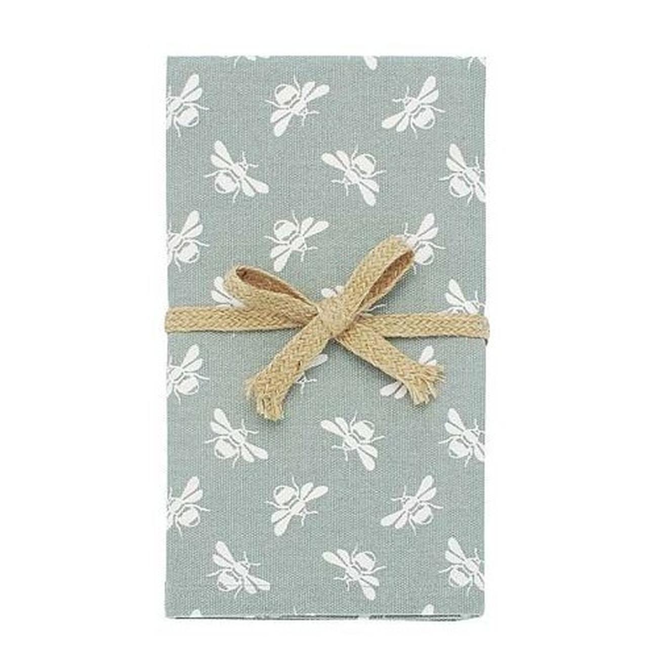 walton-bumble-bee-napkins-moss-green-4pc - Walton & Co Bee Napkins Moss Set of 4