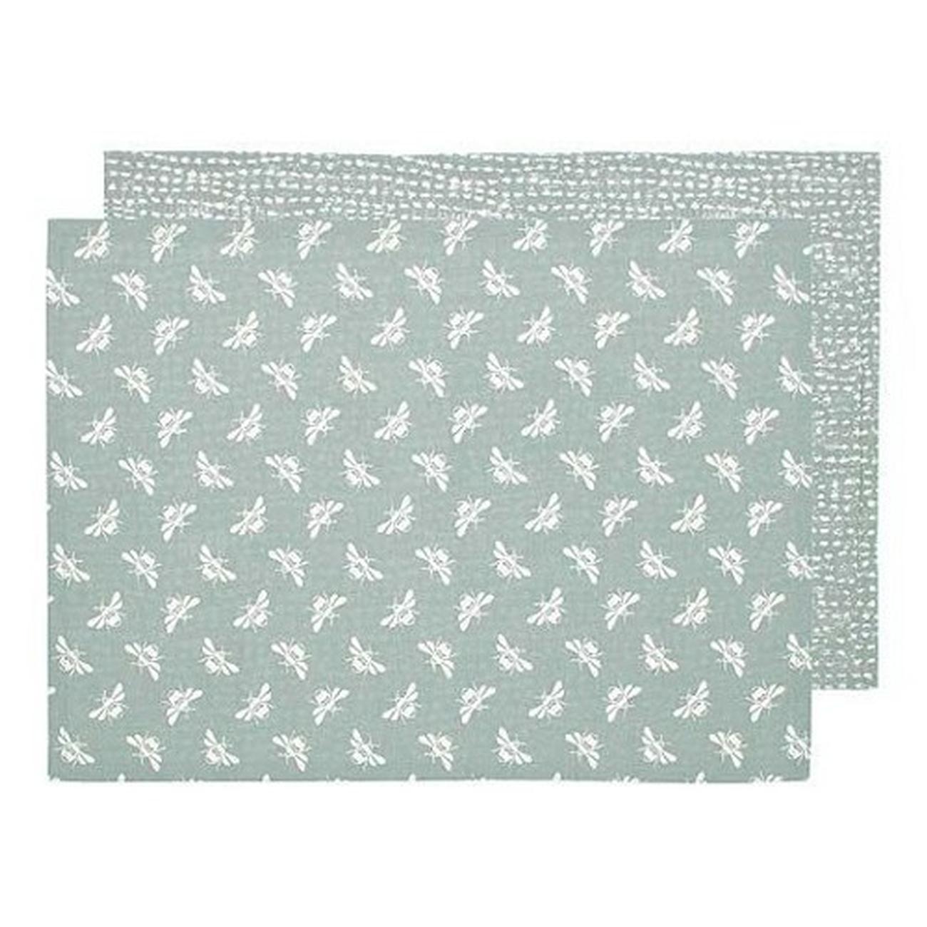 walton-bumble-bee-placemat-2pc-moss - Walton & Co Bee Placemat Moss 2pc