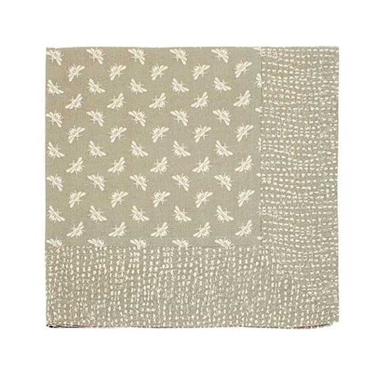 walton-bumble-bee-square-tablecloth-natural-taupe-100cm - Walton & Co Bee Square Tablecloth Natural 100cm