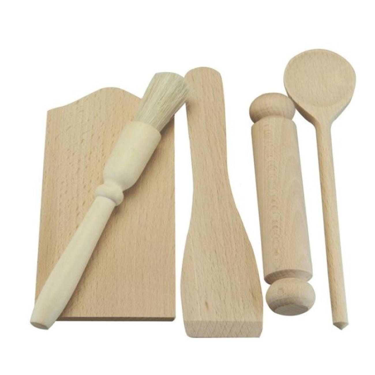 Kids Beech Wood Baking Set 5 Piece The Kitchen Whisk