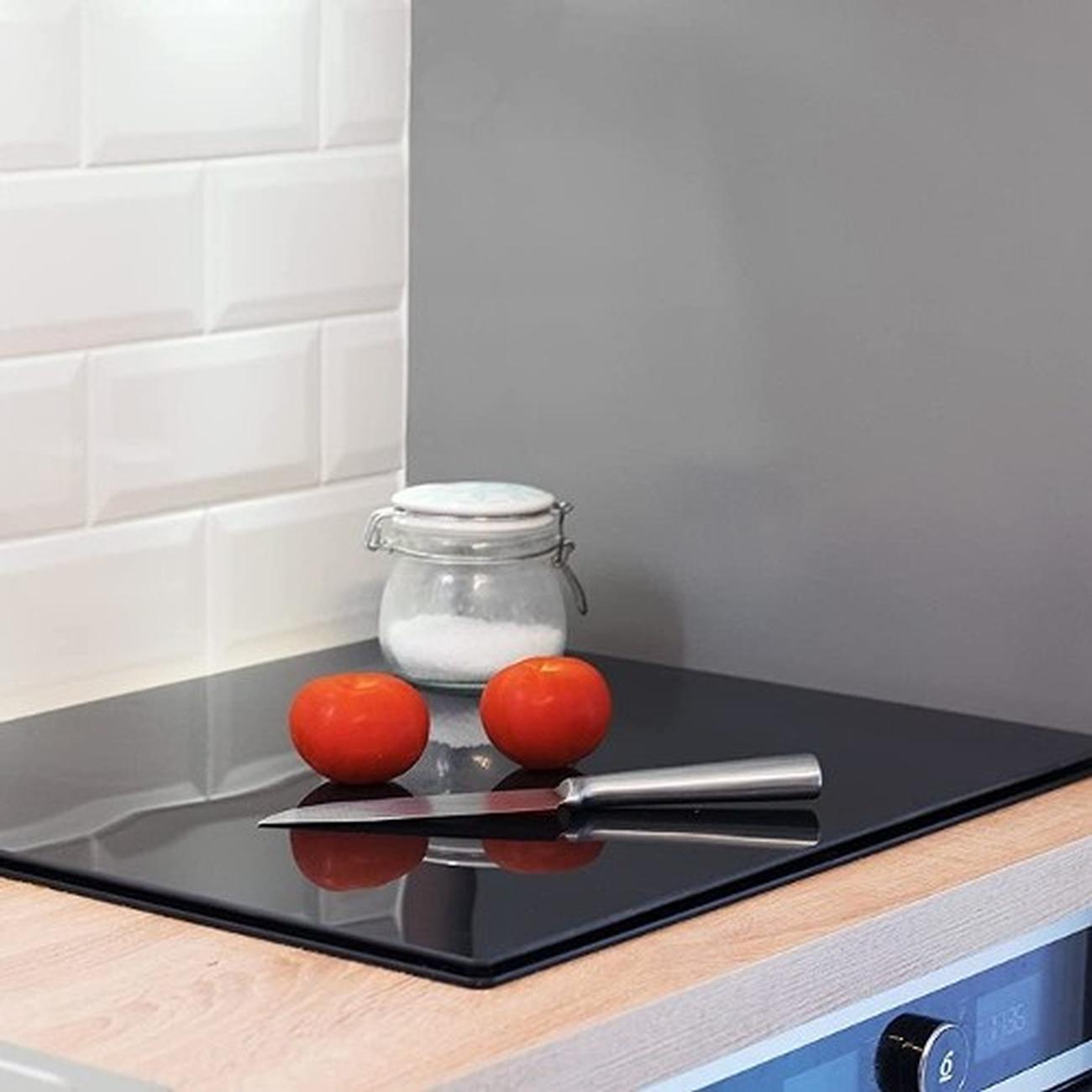 Pebbly Tempered Glass Stovetop Protector Half Size Black