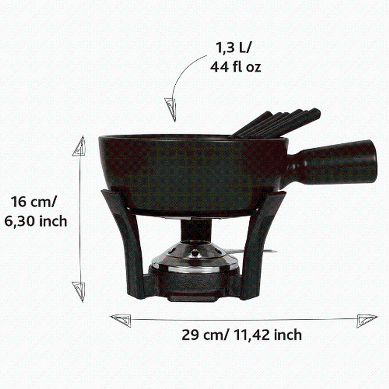 boska-cheese-fondue-set-nero-black-1300ml - Boska Cheese Fondue Set Nero 1.3L