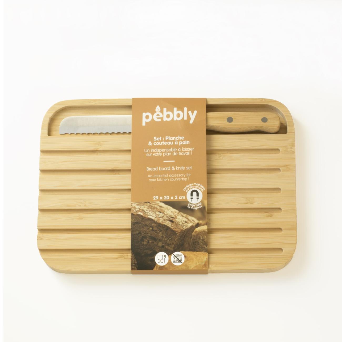 pebbly-bamboo-bread-cutting-board-and-bread-knife-set - Pebbly Bamboo Bread Board & Knife Set Small