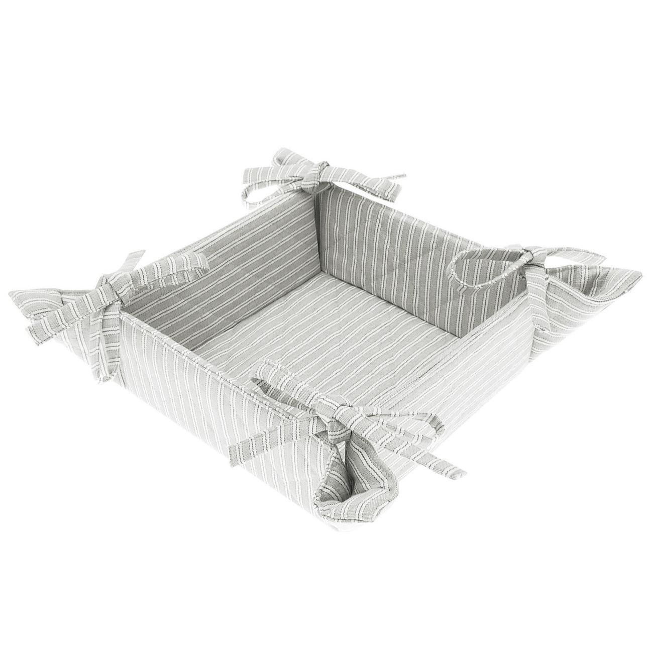 walton-county-ticking-grey-bread-basket - Walton & Co County Ticking Suffolk Grey Bread Basket