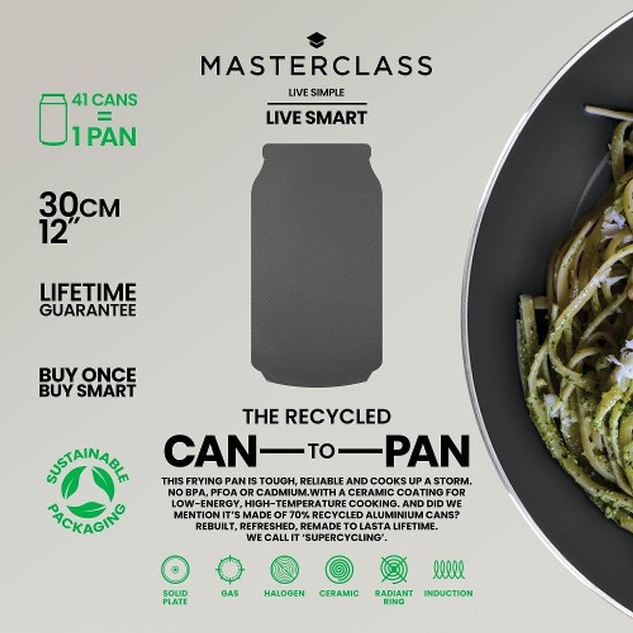masterclass-can-to-pan-30cm-recycled-aluminium-non-stick-frying-pan - MasterClass Can-to-Pan Recycled Non-Stick Frying Pan 30cm