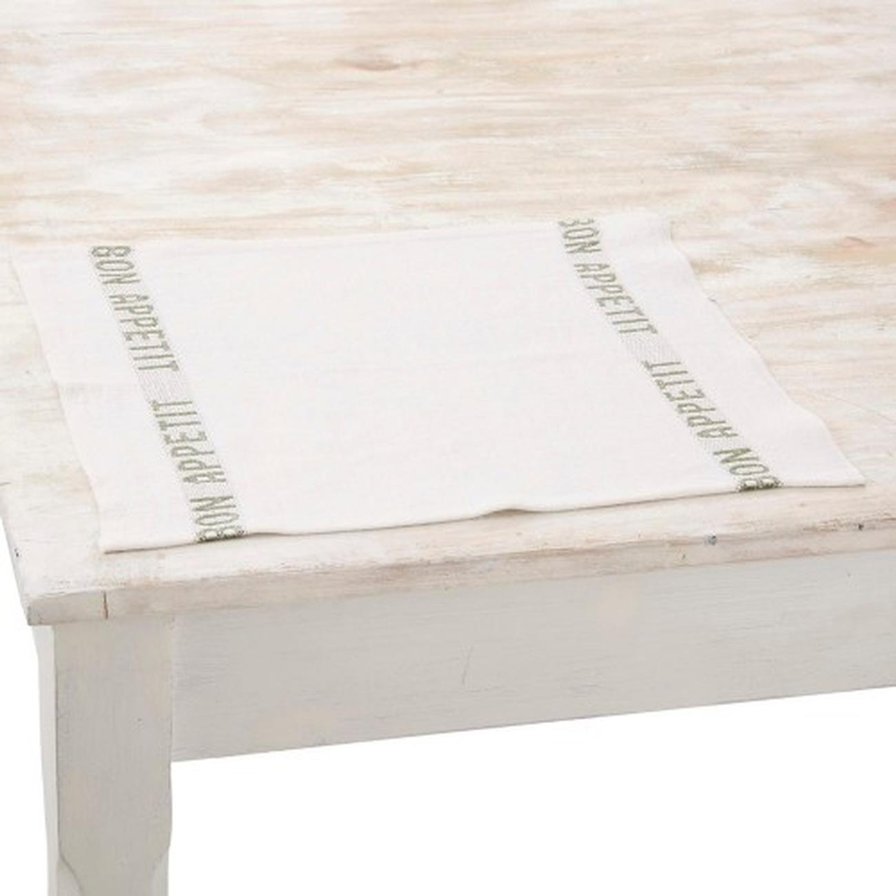 charvet-editions-linen-placemat-napkin-white-green-bon-appetit - Charvet Editions Linen Placemat White, Green Bon Appetit