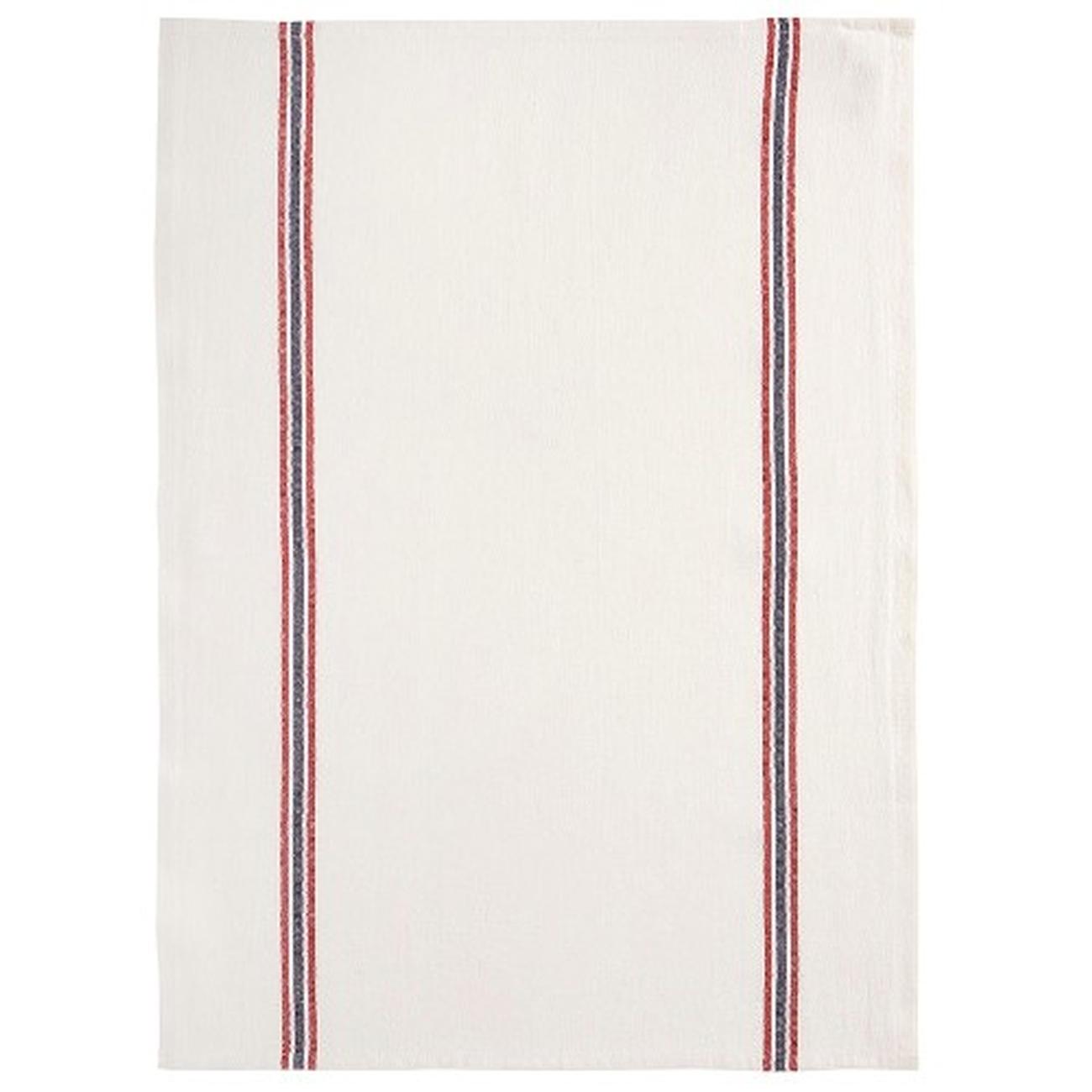 charvet-tea-towel-white-with-red-blue-stripes - Charvet Editions Tea Towel White, Red-Blue Stripes