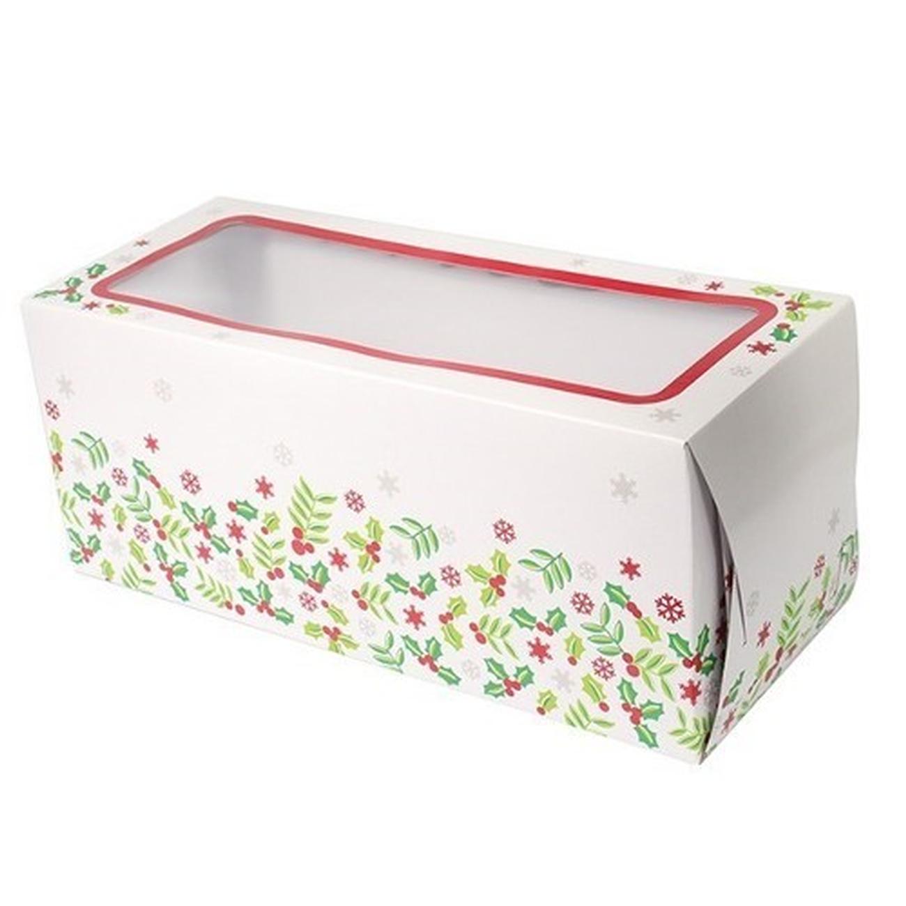 culpitt-holly-berry-cake-box-12x5-inch - Christmas Holly Log Cake Box 12 Inch