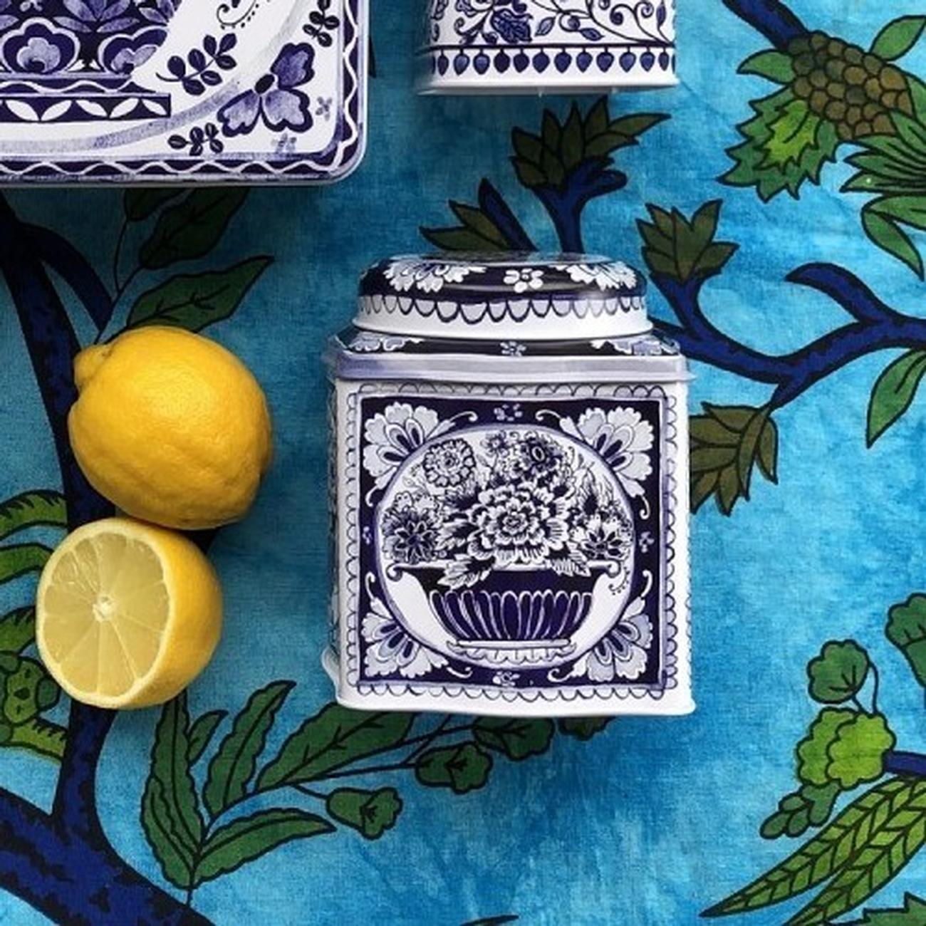 elite-amelia-bowman-coast-small-rectangle-tin - Claire Winteringham Blue & White Wavy Dome Caddy