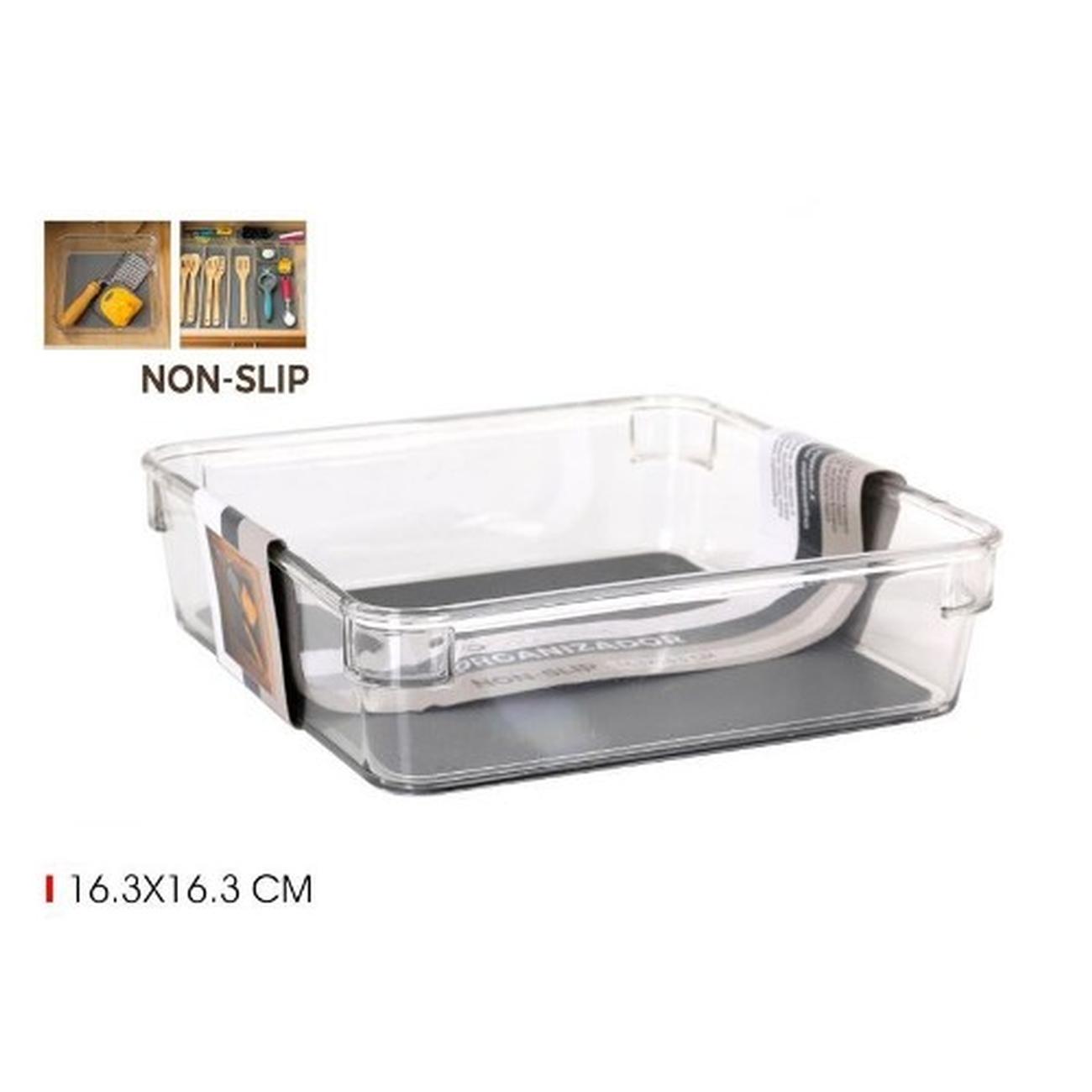 multi-purpose-clear-organiser-non-slip-163x163mm - Multi-purpose Clear Shelf Organiser Non-slip 16.3x16.3cm