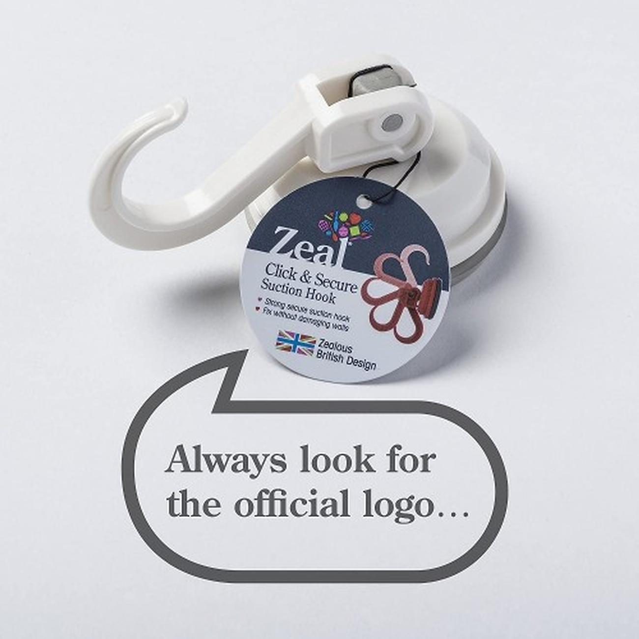 zeal-midi-suction-hook-white-click-and-secure - Zeal Click & Secure Suction Hook White