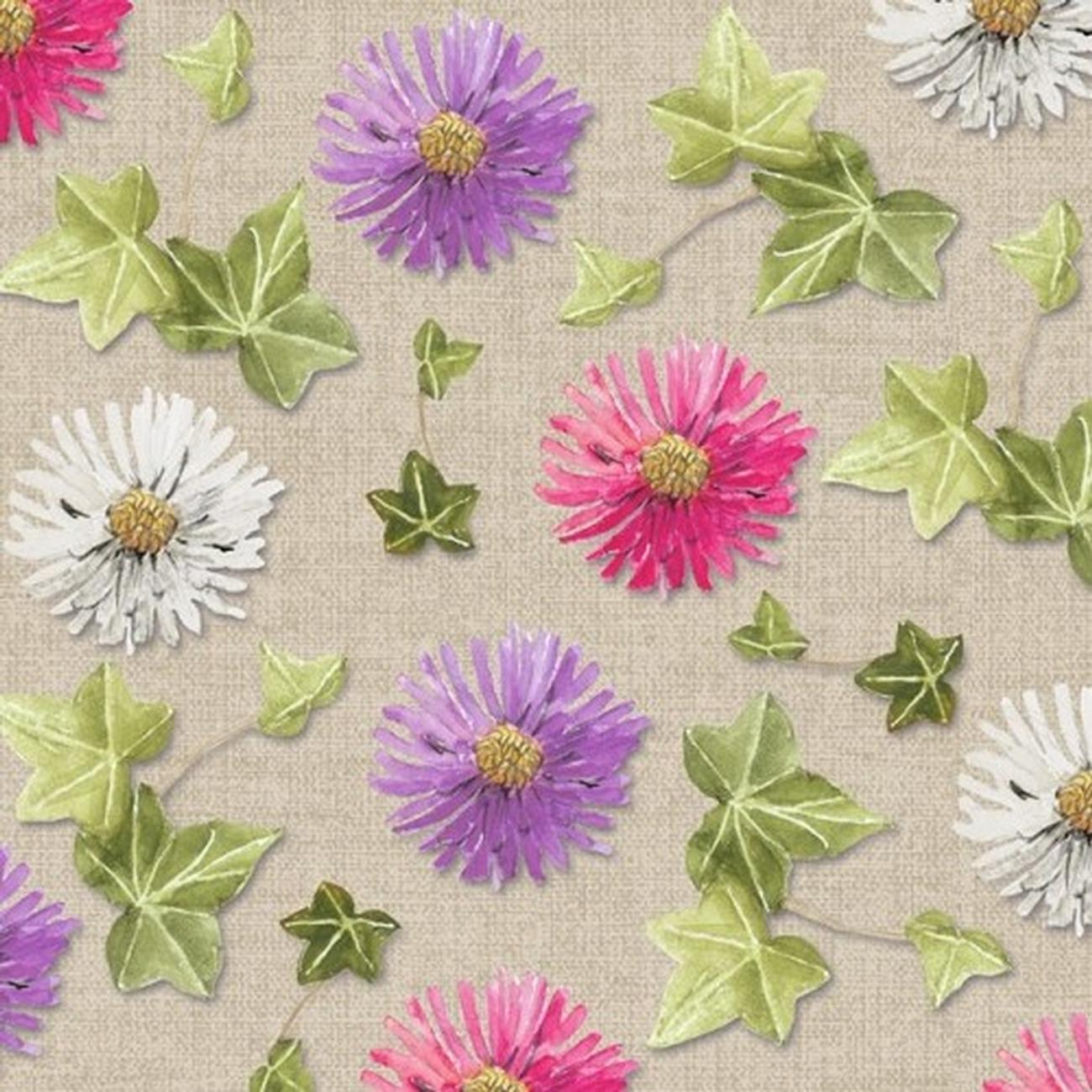ihr-cocktail-napkins-autumn-asters-linen - IHR Cocktail Napkins Autumn Asters Linen