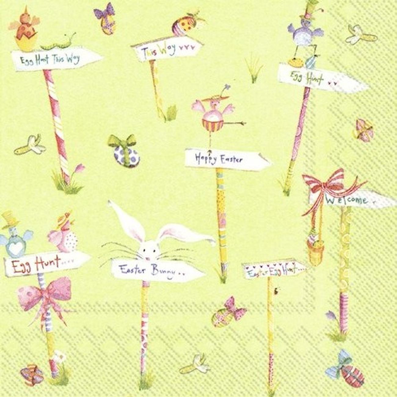 IHR Cocktail Napkins Easter Egg Hunt Light Green