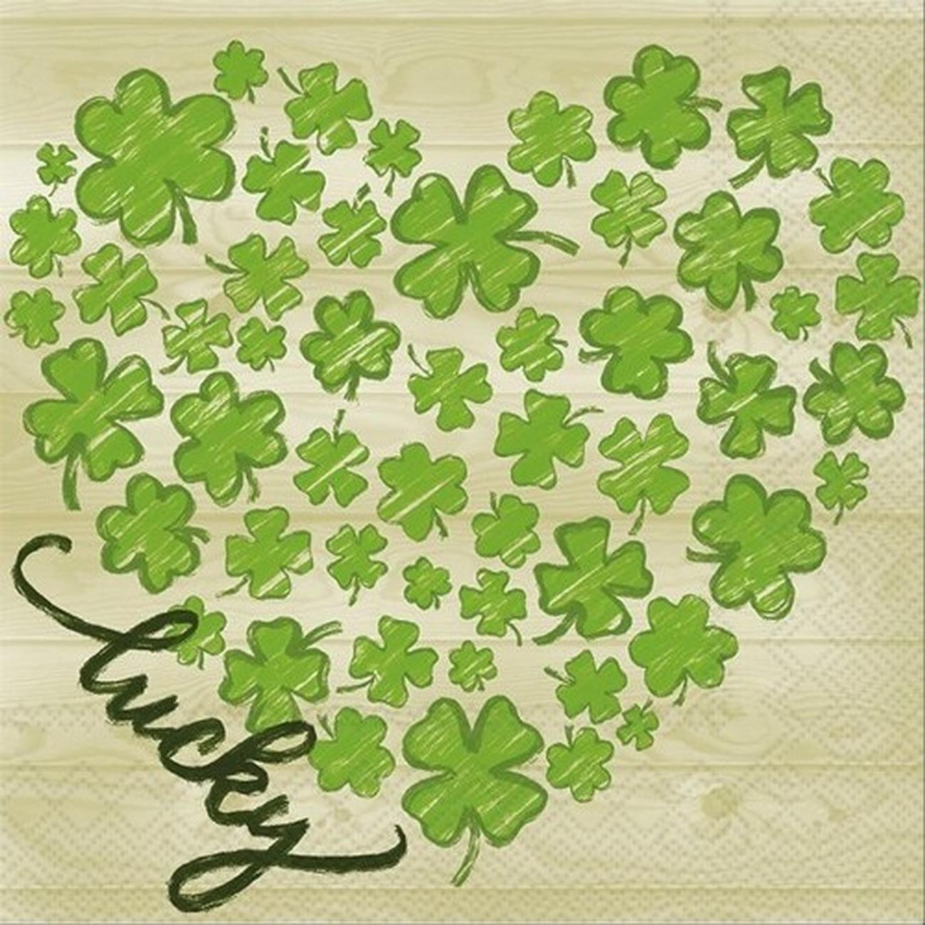 ihr-cocktail-napkins-lucky-heart-shamrock - IHR Cocktail Napkin Lucky Heart