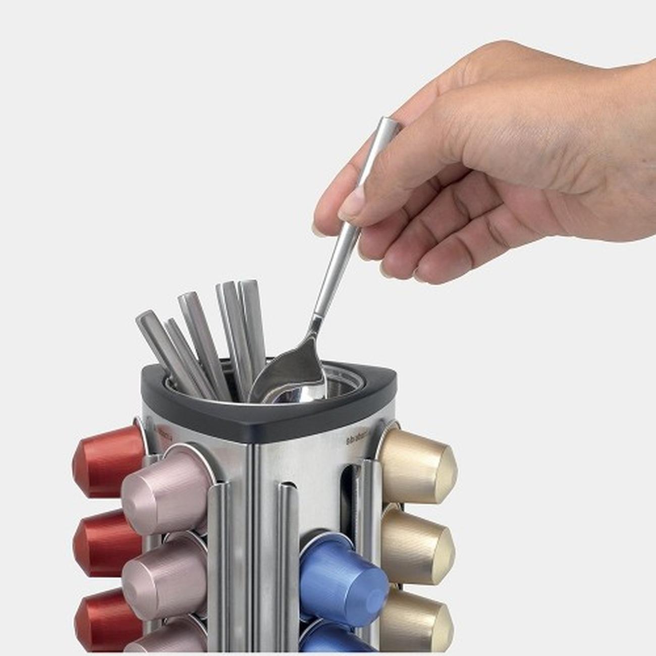 brabantia-coffee-capsule-dispenser-with-removable-cup-matt-steel - Brabantia Coffee Capsule Dispenser with Storage Container
