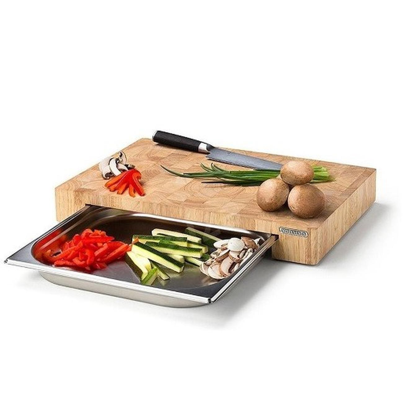 continenta-cutting-board-stainless-steel-drawer-large - Continenta Cutting Board & Stainless Steel Roasting Dish, Large
