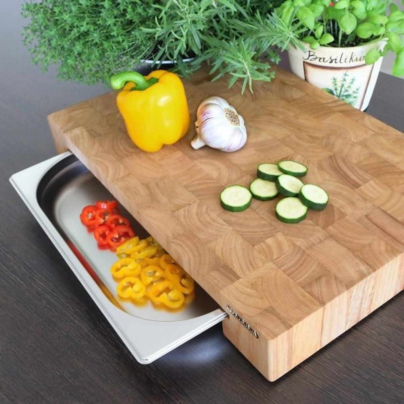 continenta-cutting-board-stainless-steel-drawer-large - Continenta Cutting Board & Stainless Steel Roasting Dish, Large