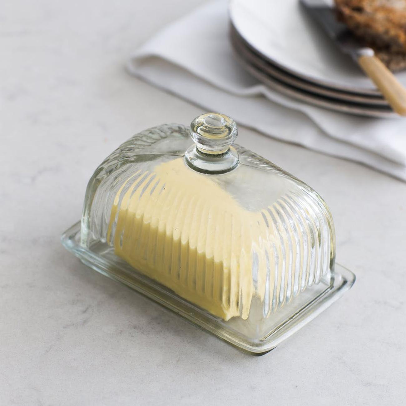 butter-dish-cornbury-pressed-glass - Cornbury Butter Dish, Pressed Glass