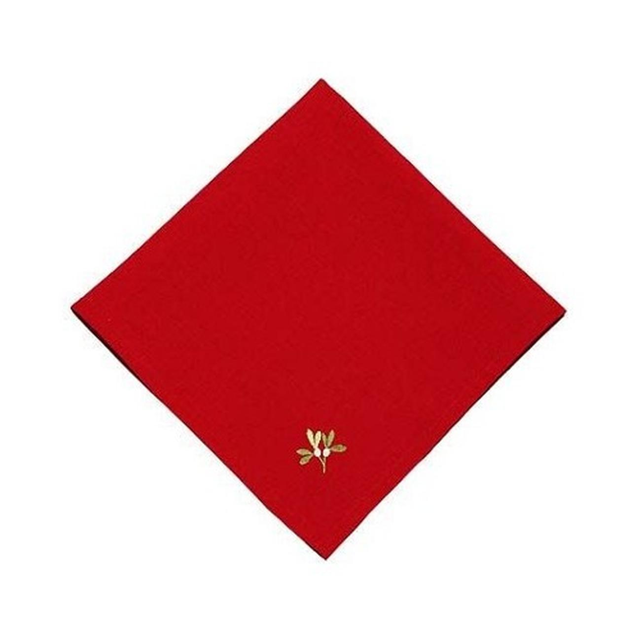 walton-cotton-embroidered-napkins-red-holly-berry-Christmas - Walton & Co Holly Berry Red Napkins Set of 2