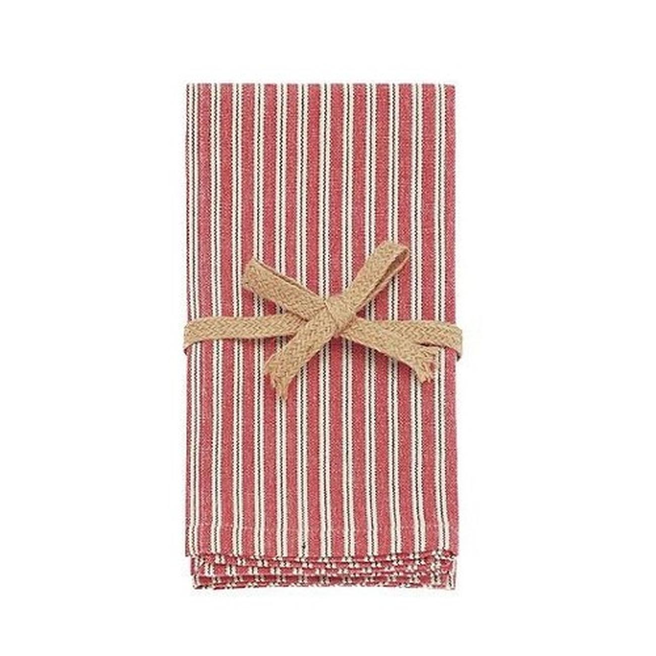 Walton & Co County Ticking Napkins Dorset Red Set of 4