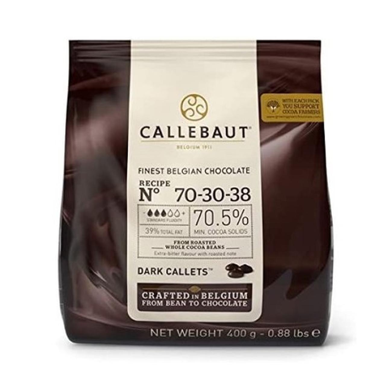 callebaut-no-70-30-38-belgian-dark-chocolate-70-400g-bag - Callebaut No 70-30-38 Belgian Dark Chocolate 70% 400g