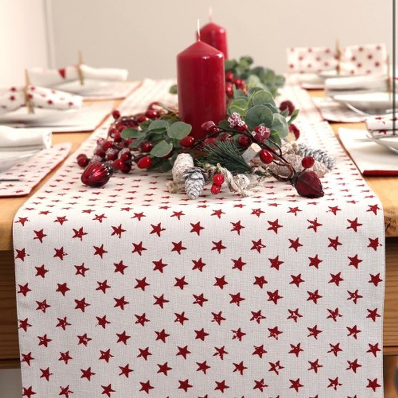 dexam-Christmas-star-table-runner-natural - Dexam Christmas Star Table Runner