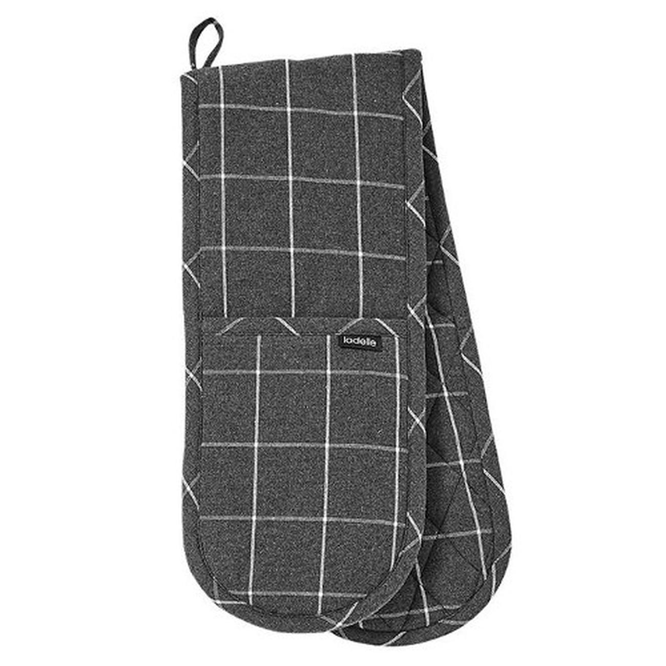 Ladelle Eco Check Charcoal Double Oven Mitt