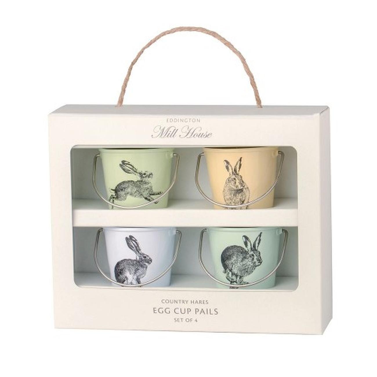 eddingtons-country-hares-vintage-egg-cups-set-of-4 - Eddingtons Country Hares Set of 4 Egg Cups Pails