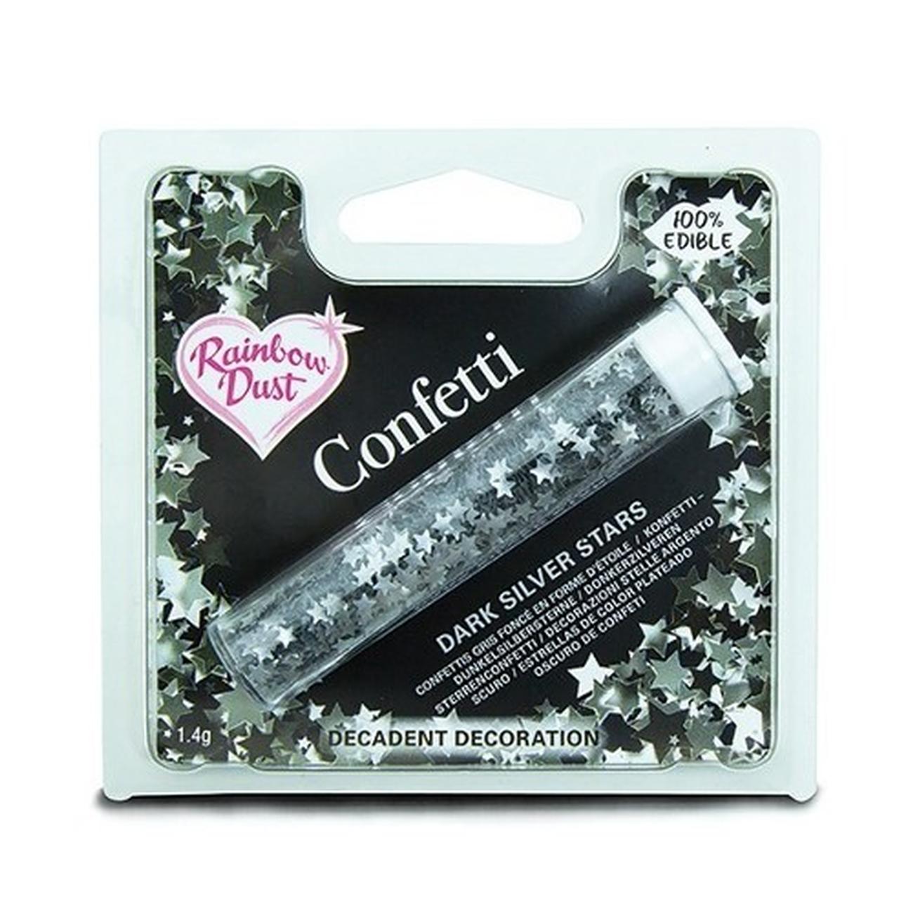 Rainbow Dust Edible Confetti Star Dark Silver 1.4g
