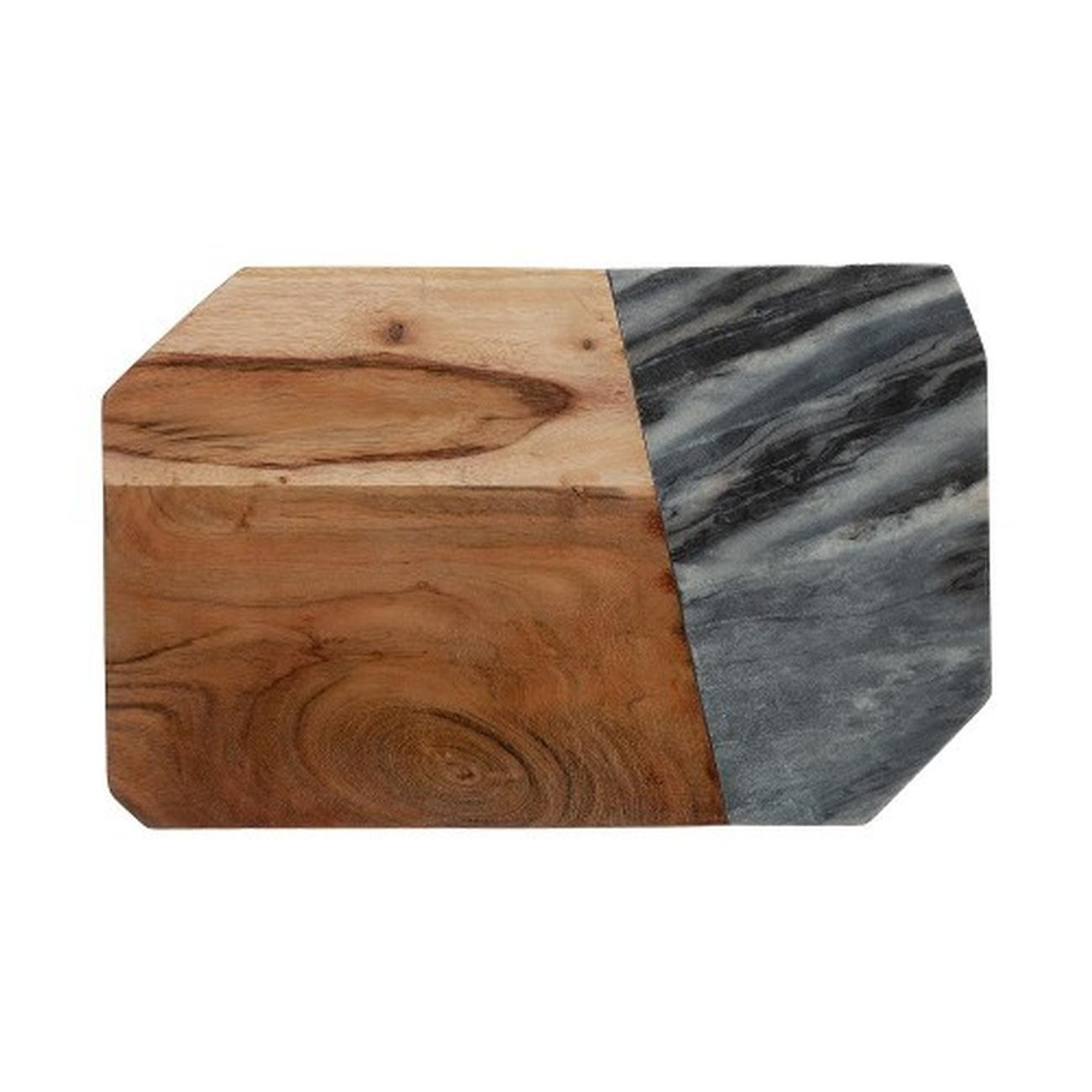 typhoon-elements-black-marble-acacia-rectangular-cheese-board - Typhoon Elements Marble & Acacia Rectangle Serving Board