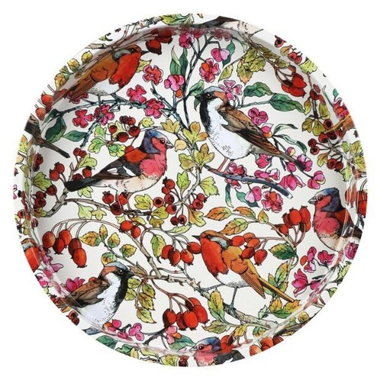 emma-bridgewater-birds-in-the-hedgerow-deepwell-tray - Emma Bridgewater Birds in the Hedgerow Round Tin Tray