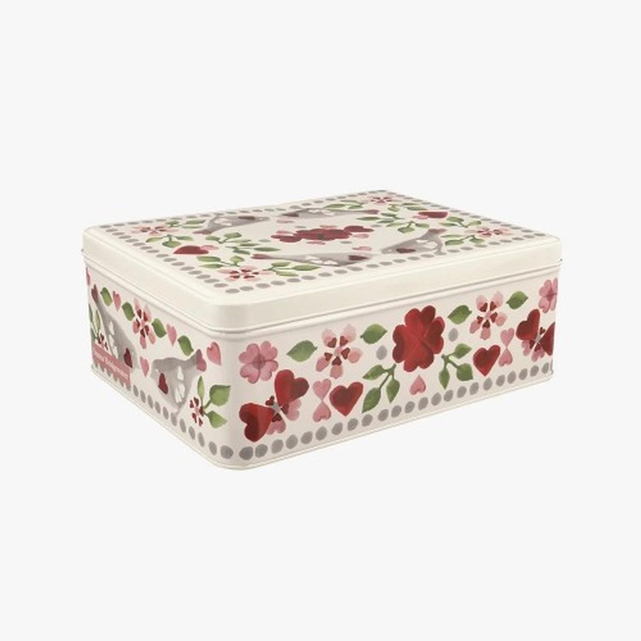 emma-bridgewater-love-birds-shallow-rectangular-tin - Emma Bridgewater Lovebirds Rectangular Tin