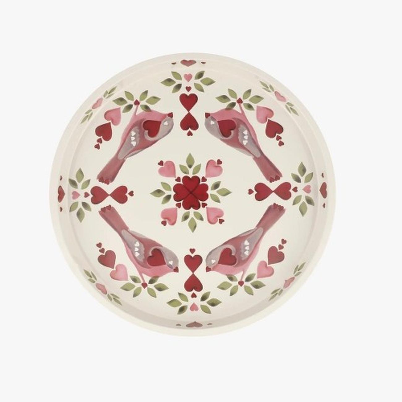 emma-bridgewater-lovebirds-deepwell-round-tray - Emma Bridgewater Lovebirds Round Tin Tray