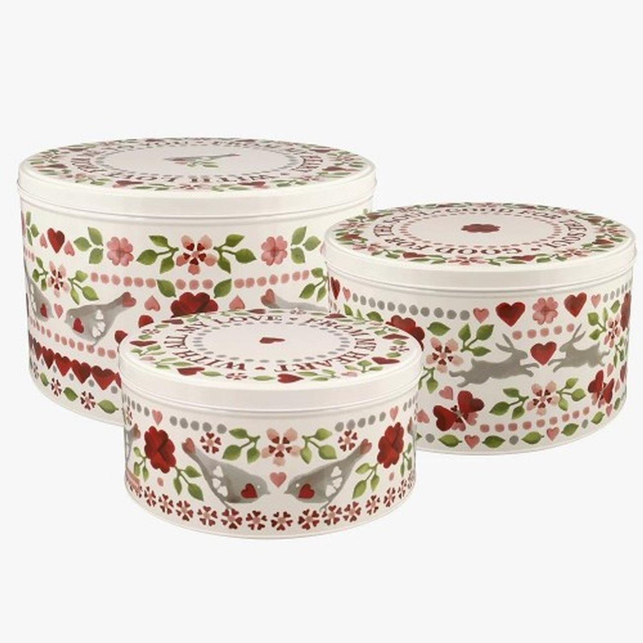 emma-bridgewater-small-round-cake-storage-tin-lovebirds - Emma Bridgewater Lovebirds Round Cake Tin Small