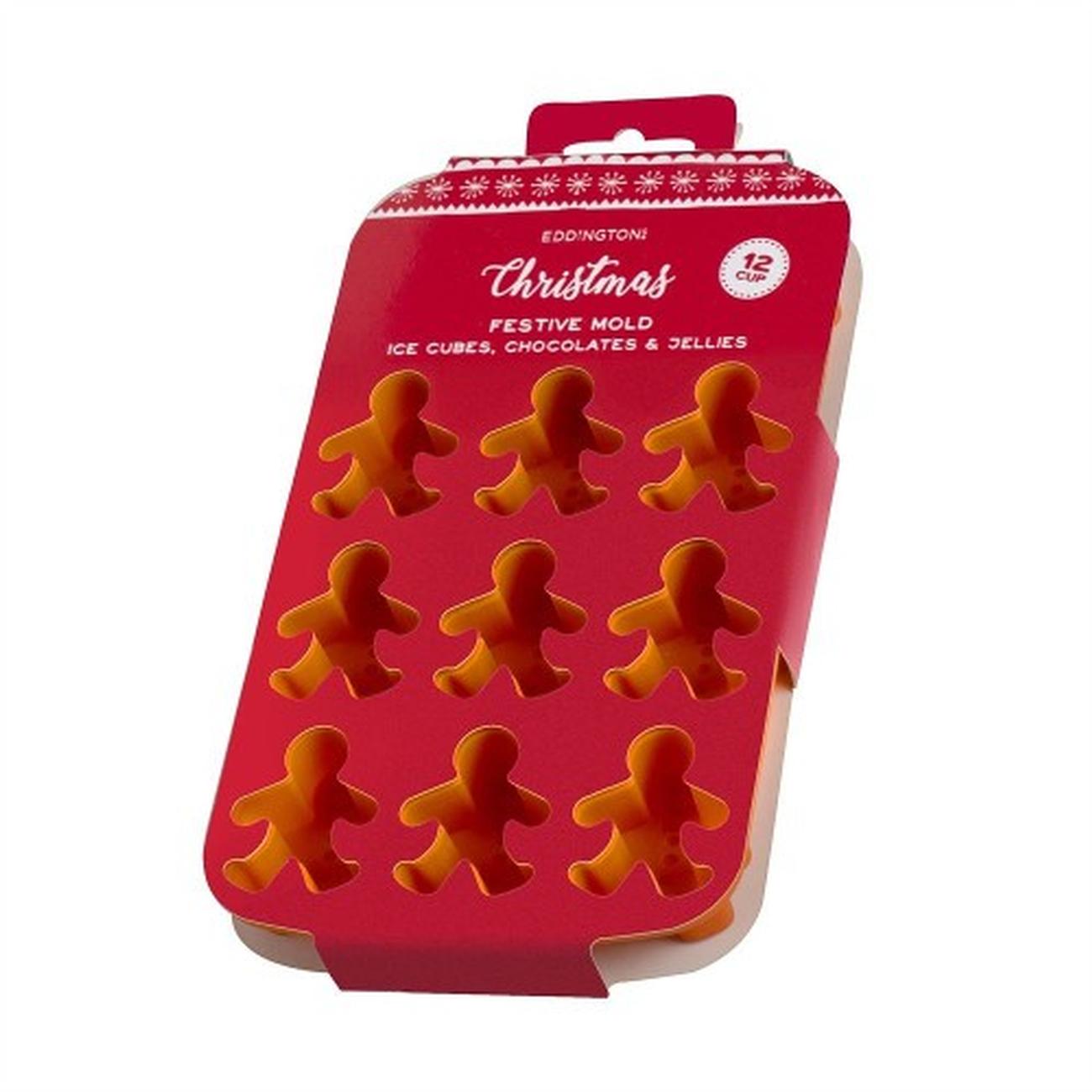 /eddingtons-gingerbread-man-silicone-tray-12 - Eddingtons Festive Mold Gingerbread Man Silicone Tray 12 Cup