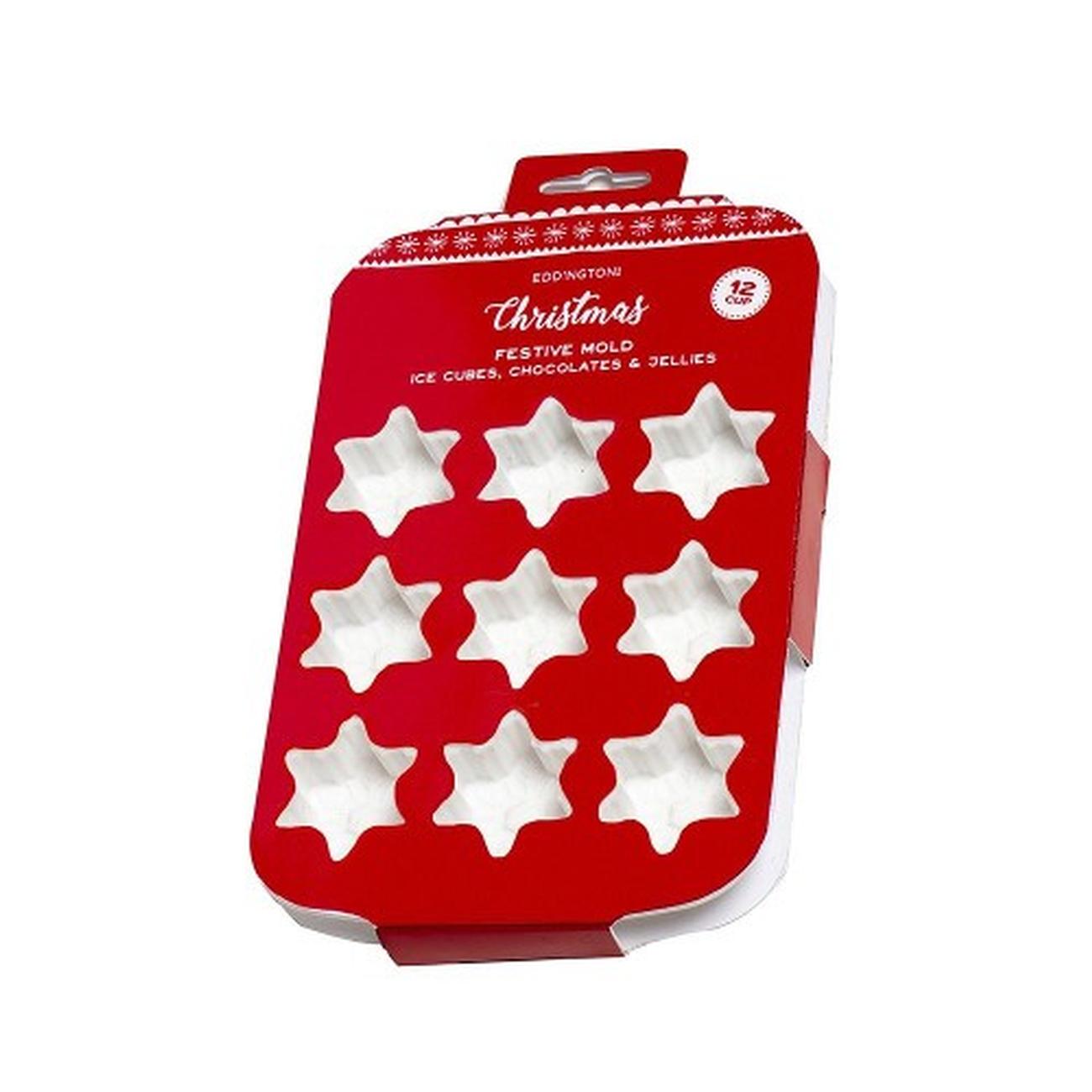 eddingtons-christmas-snowflake-silicone-tray-12 - Eddingtons Festive Mold Snowflake Silicone Tray 12 Cup