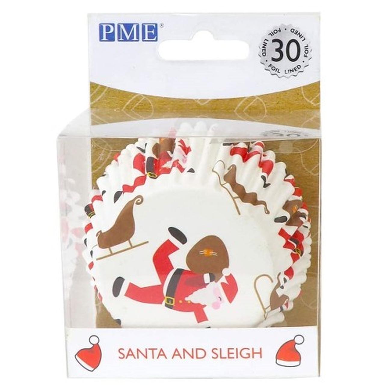 PME-30-foil-baking-cases-santa-and-sleigh - PME 30 Foil Baking Cases Santa & Sleigh
