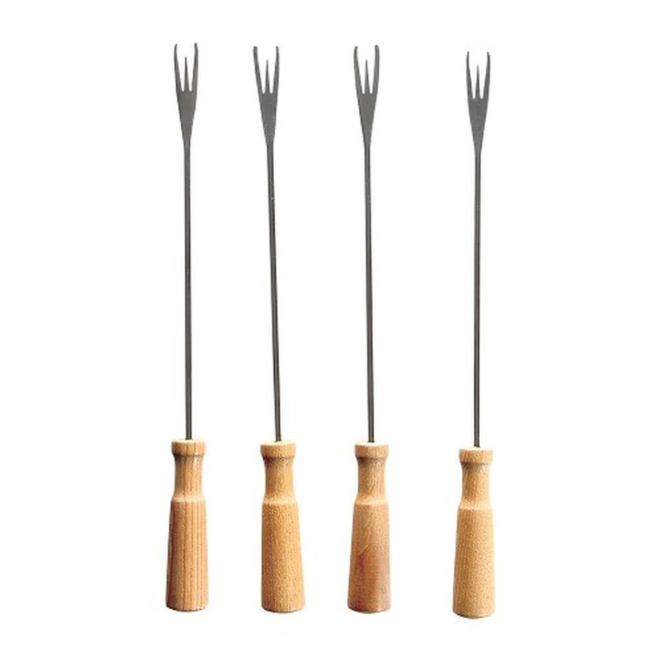 boska-set-of-4-fondue-oslo-forks-oak-wood - Boska Fondue Forks Oslo 4pc