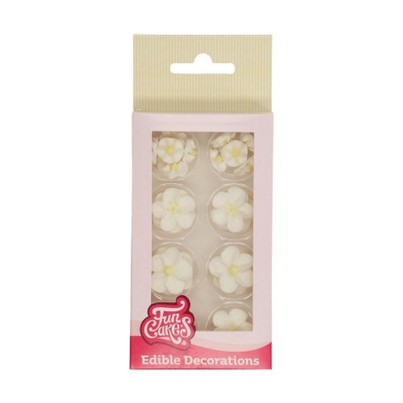 fun-cakes-edible-sugar-decorations-blossom-mix-white-yellow-32pc - FunCakes Sugar Decoration Blossom Mix White Yellow 32pc