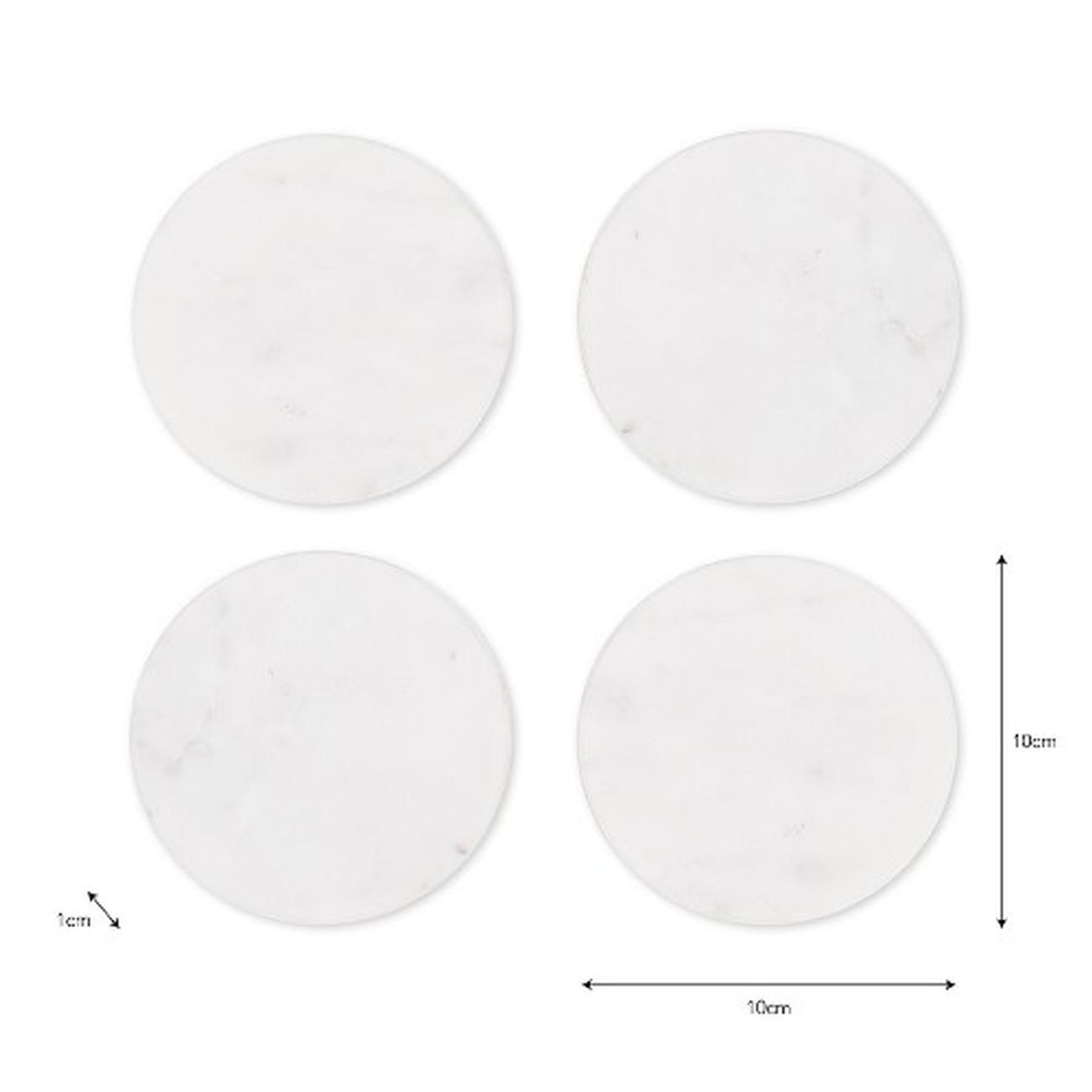 garden-trading-white-marble-coasters-round-4-piece-set - Garden Trading Set of 4 White Marble Coasters