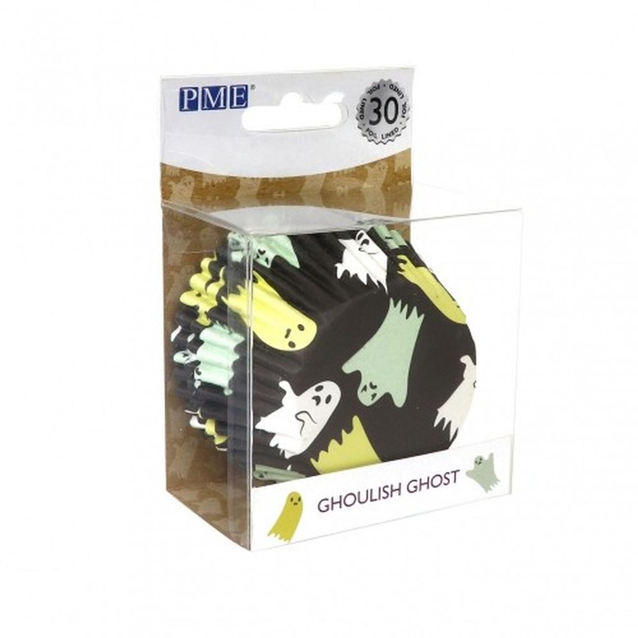 pme-30-foil-lined-baking-cases-halloween-ghoulish-ghosts - PME 30 Foil Baking Cases Halloween Ghoulish Ghosts