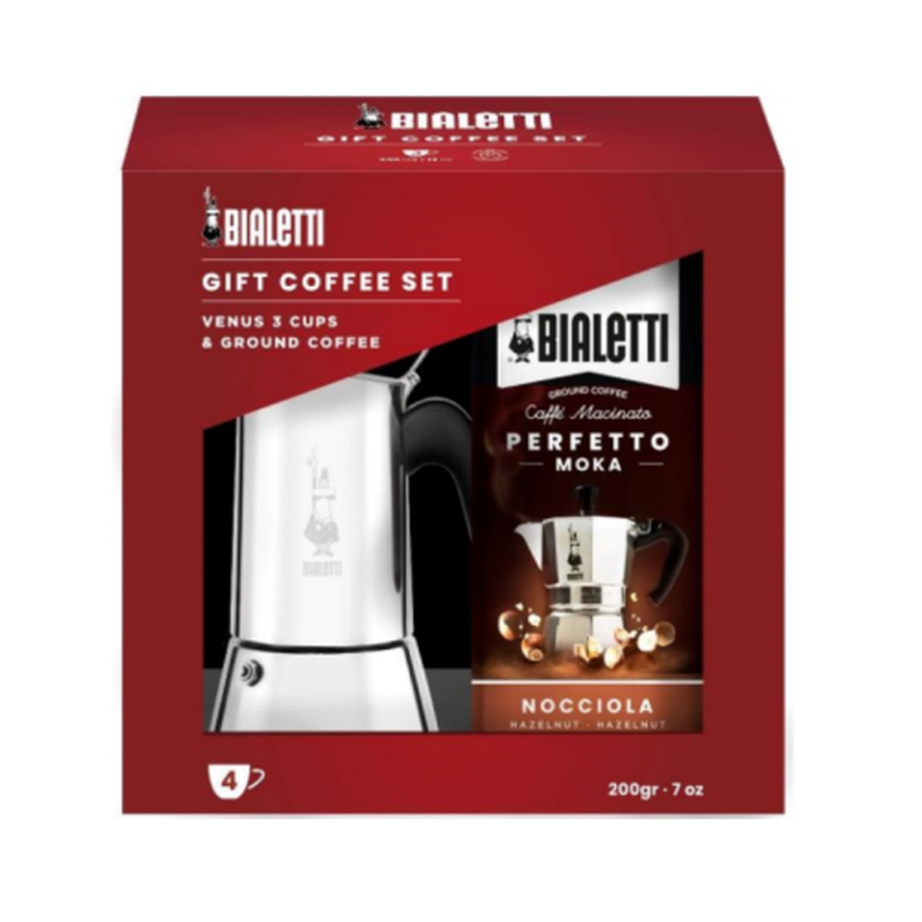 Bialetti Venus Induction 4 Cup Set & Hazelnut Coffee